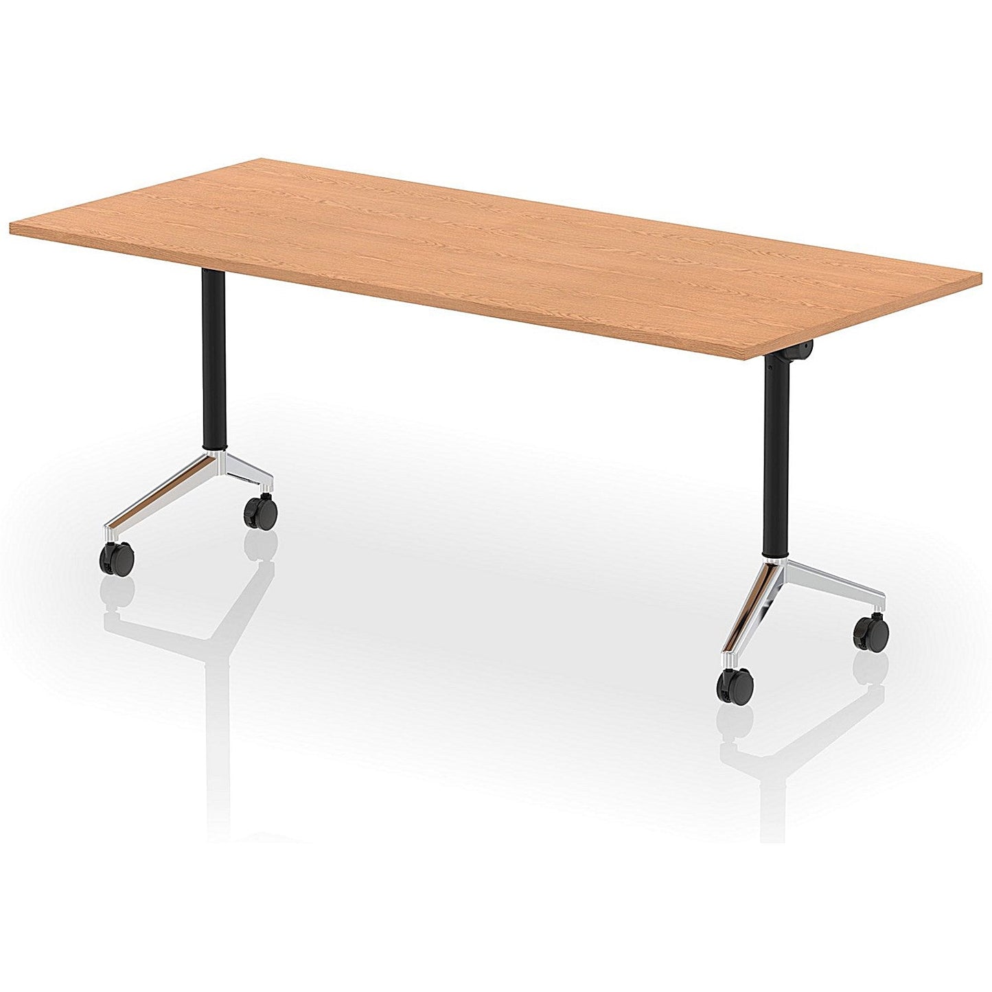 Impulse Plus Flip Rectangular Table, 1800mm Wide, Chrome Foot, Oak Easy2Order : I006599