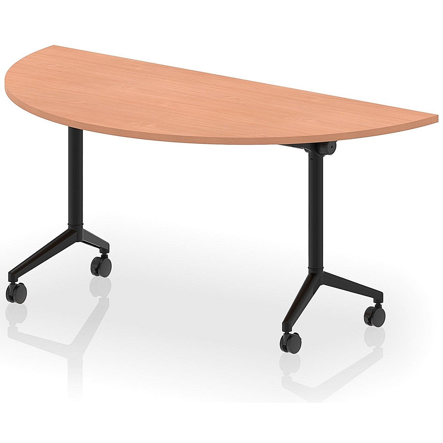 Impulse Plus Flip Semi-Circle Table, 1600mm Wide, Black Foot, Beech Easy2Order : I006602