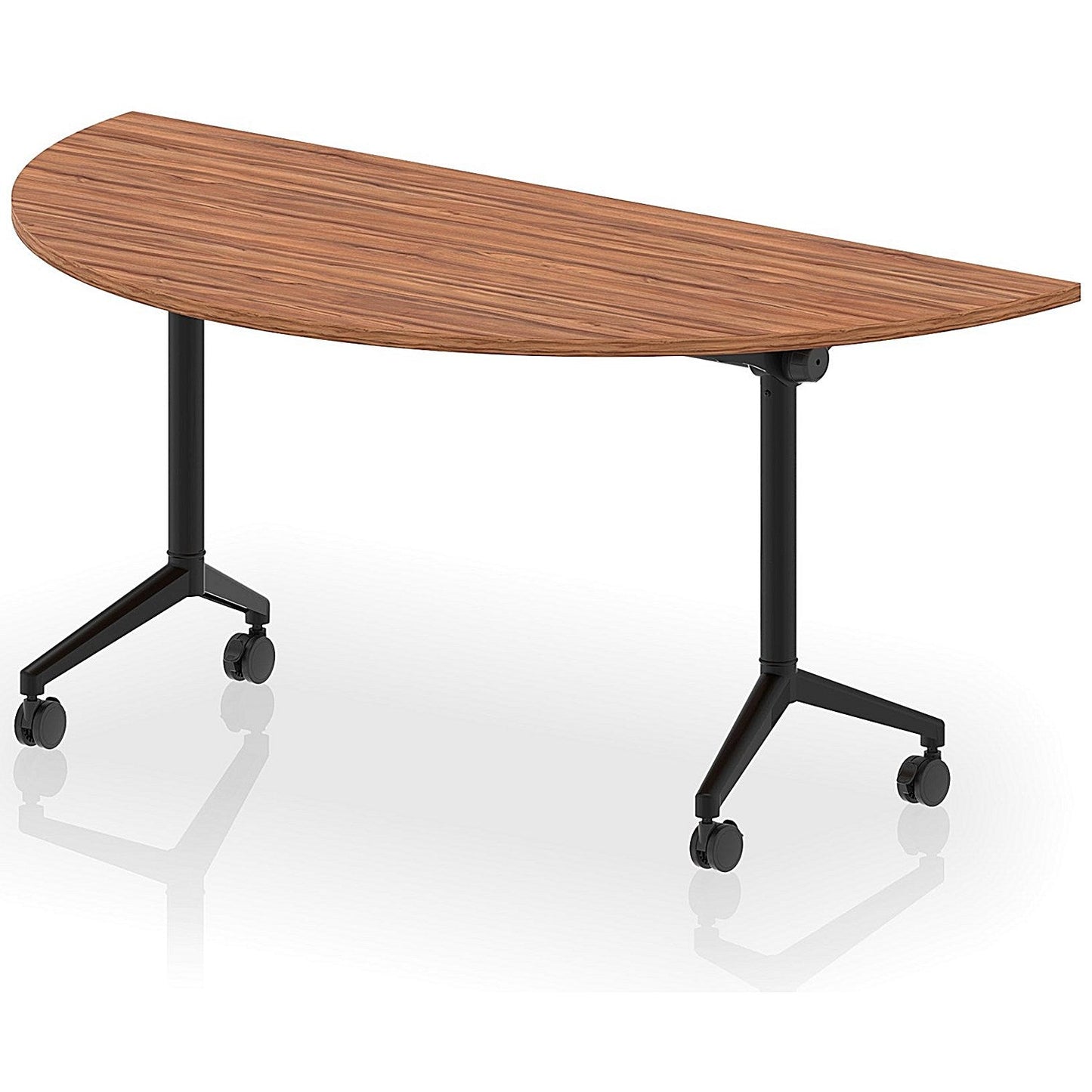 Impulse Plus Flip Semi-Circle Table, 1600mm Wide, Black Foot, Walnut Easy2Order : I006606