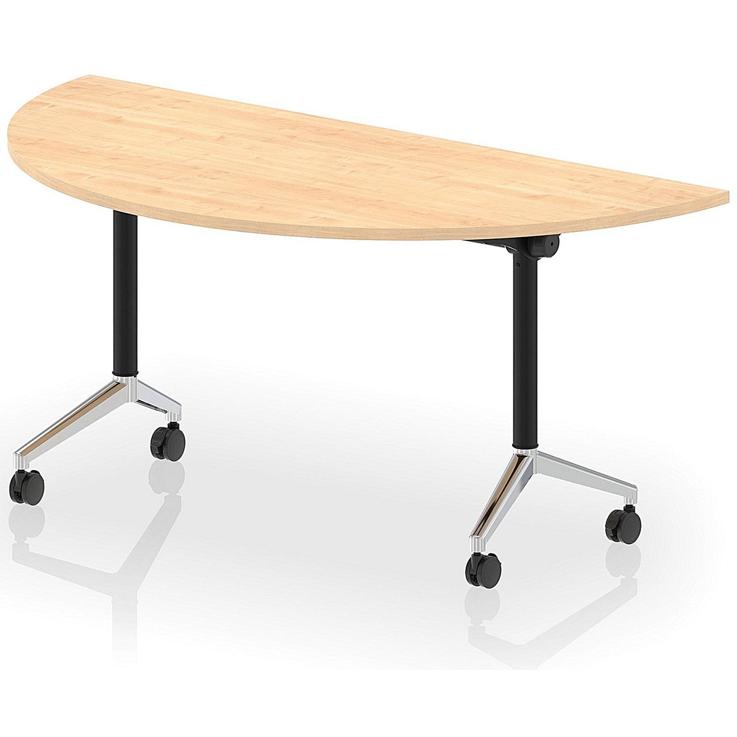 Impulse Plus Flip Semi-Circle Table, 1600mm Wide, Chrome Foot, Maple Easy2Order : I006610