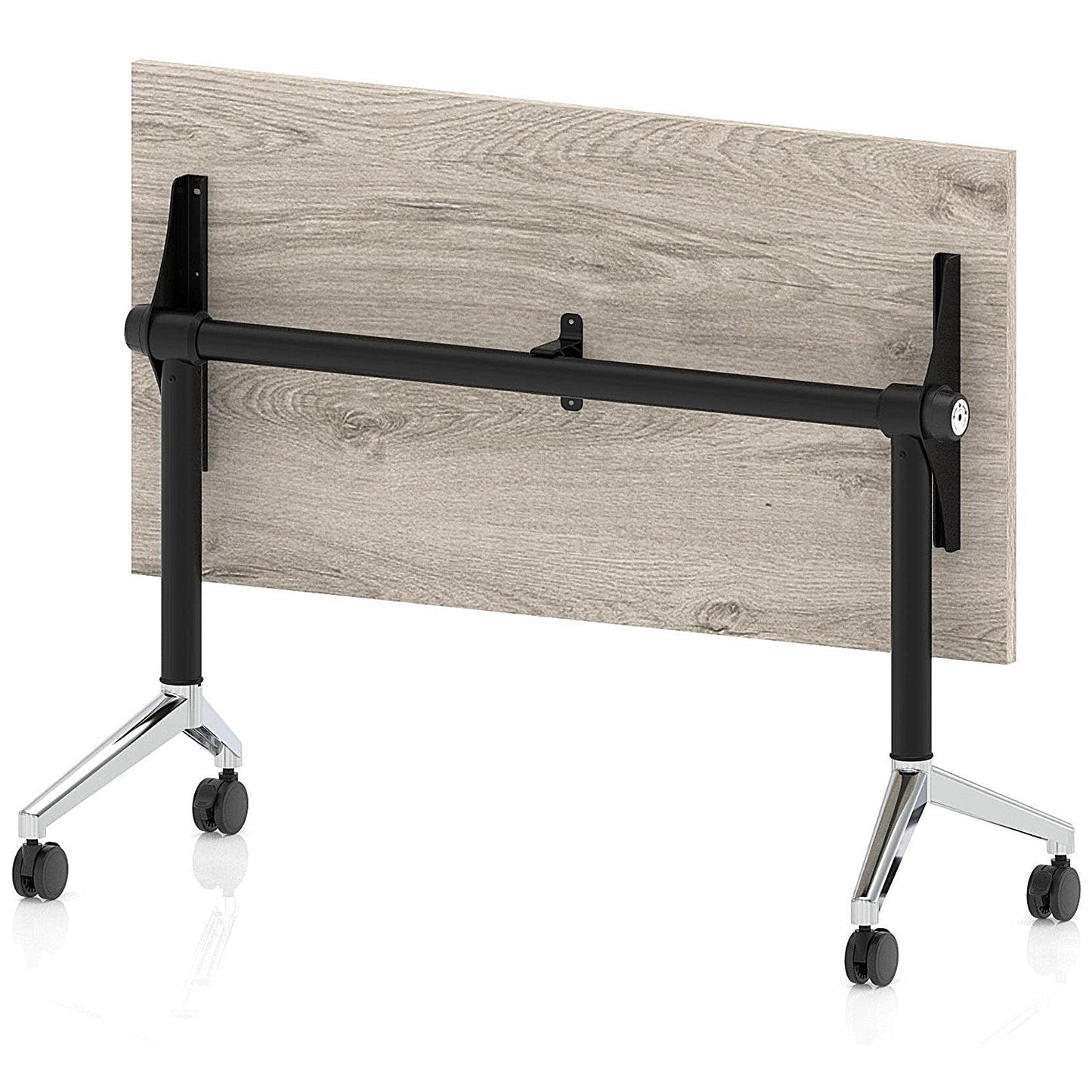 Impulse Plus Slim Flip Rectangular Table, 1200mm Wide, Chrome Foot, Grey Oak Easy2Order : I006621