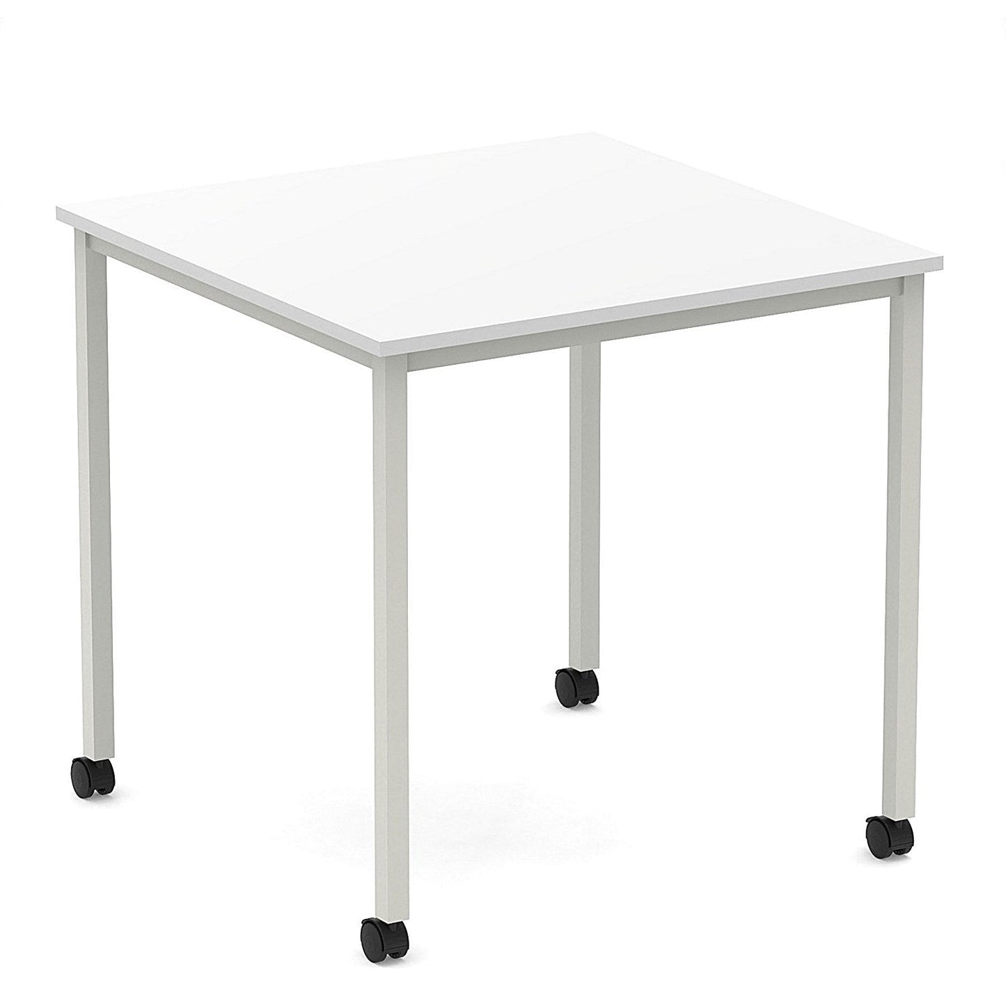 Impulse 800mm Straight Table White Top Silver Box Frame Leg with Castors Easy2Order : I006630