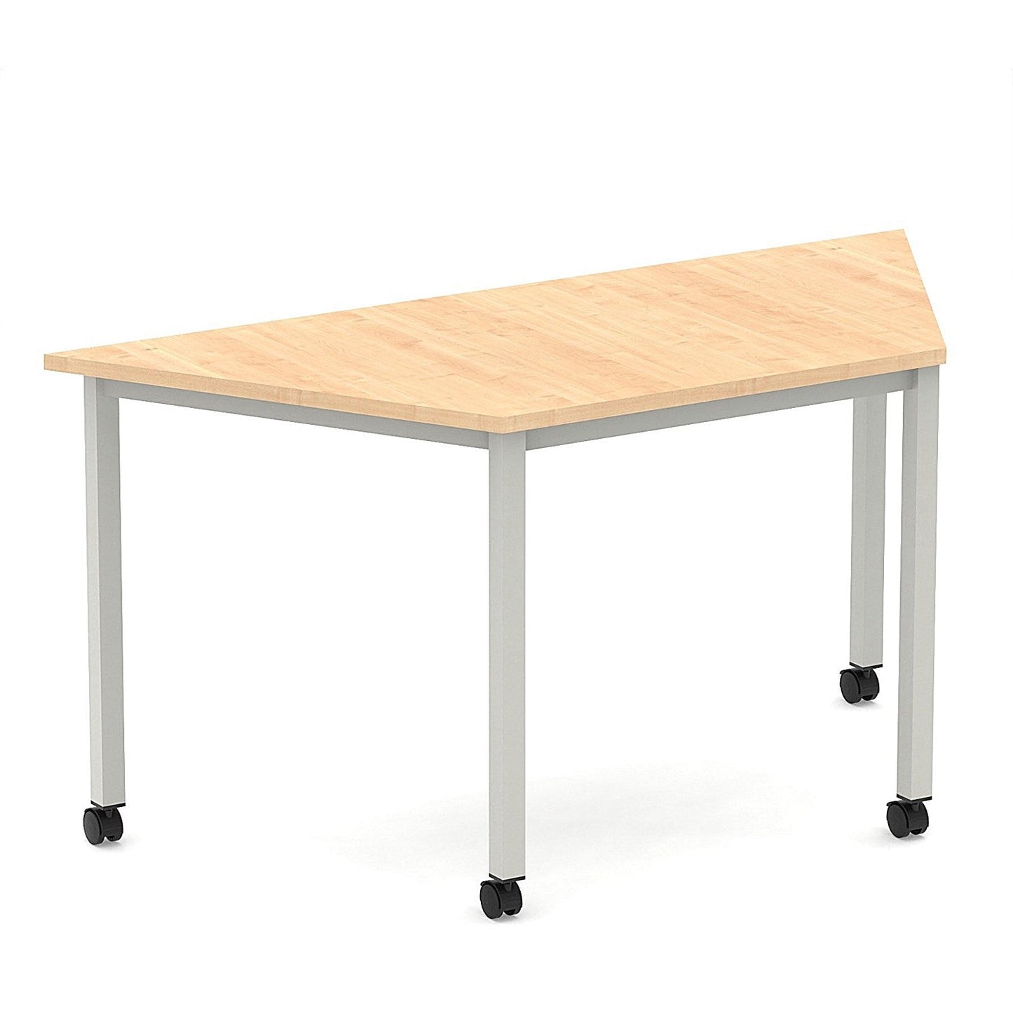 Impulse 1600mm Trapezium Maple Top Silver Box Frame Leg with Castors Easy2Order : I006664