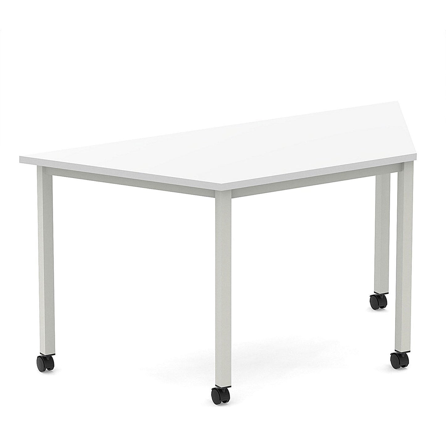 Impulse 1600mm Trapezium White Top Silver Box Frame Leg with Castors Easy2Order : I006666