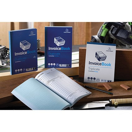 Challenge Carbonless Invoice Duplicate Book, With VAT/Tax, 100 Sets, 210mm x 130mm, Pack of 5