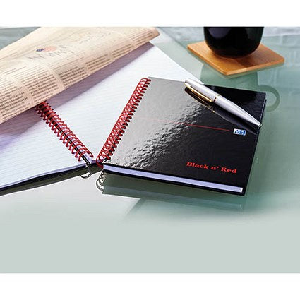 Black n' Red Wirebound Notebook, A6, Ruled & Perforated, 140 Pages, Pack of 5