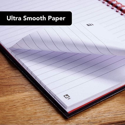 Black n' Red Wirebound Notebook, A4, Smart Ruled & Perforated, 140 Pages, Pack of 5