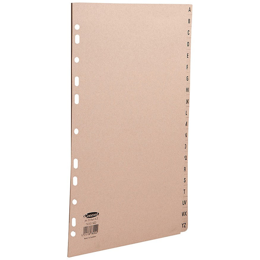 Concord Index Dividers, A-Z, Buff Tabs, A4, Buff
