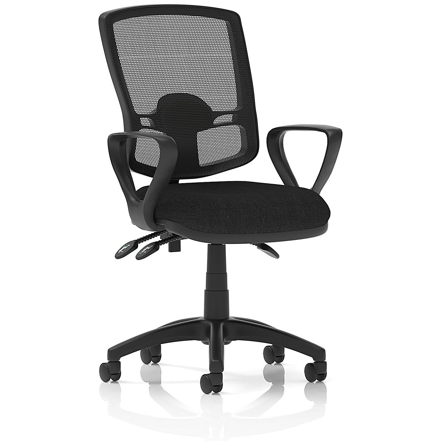 Eclipse Plus III Deluxe Mesh Back Operator Chair, Fixed Height Arms, Black