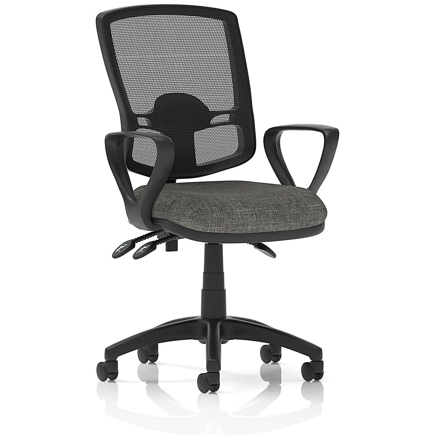 Eclipse Plus III Deluxe Mesh Back Operator Chair, Fixed Height Arms, Charcoal