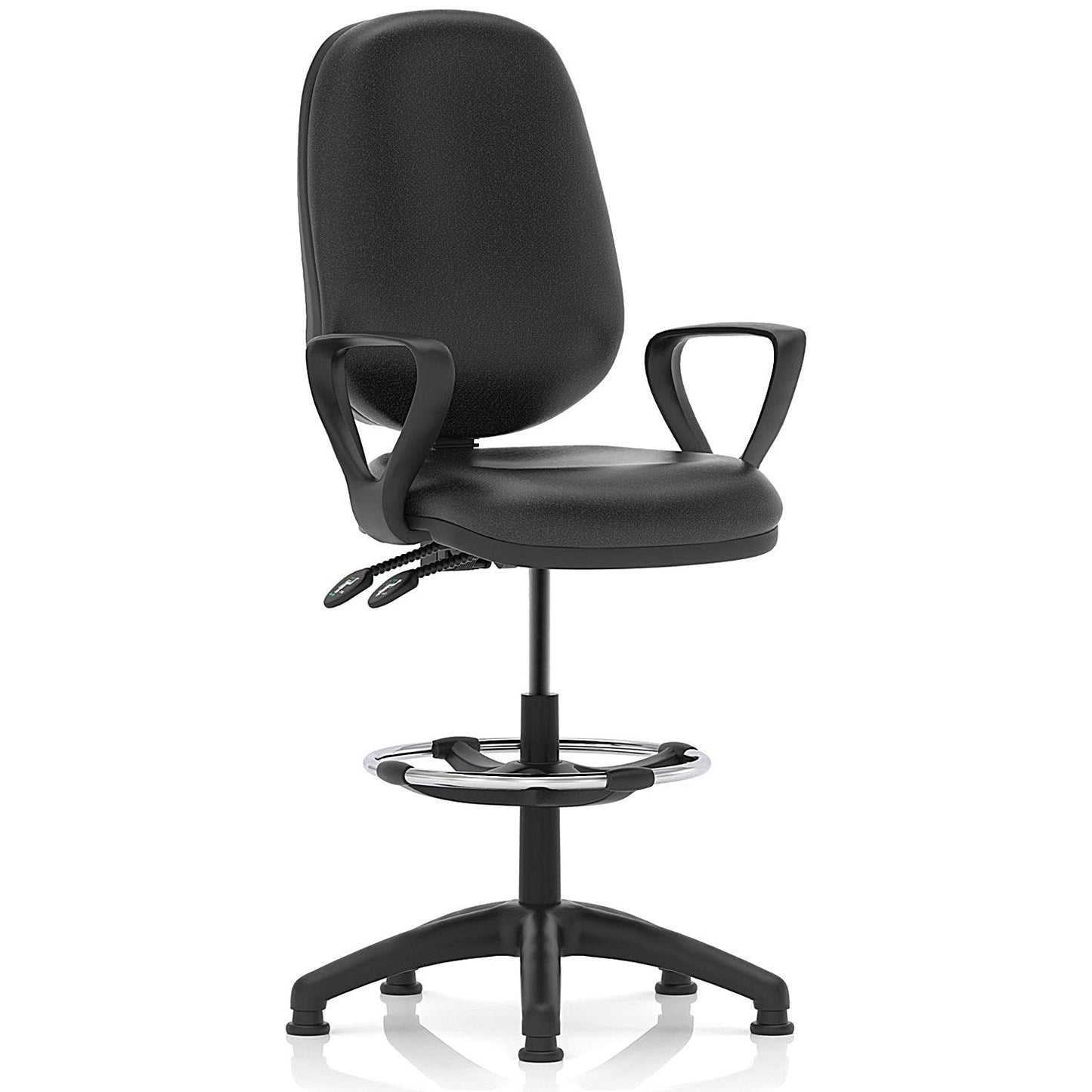 Eclipse Plus II High Rise Operator Chair, Black Bonded Leather, Fixed Arms Easy2Order : KC0428