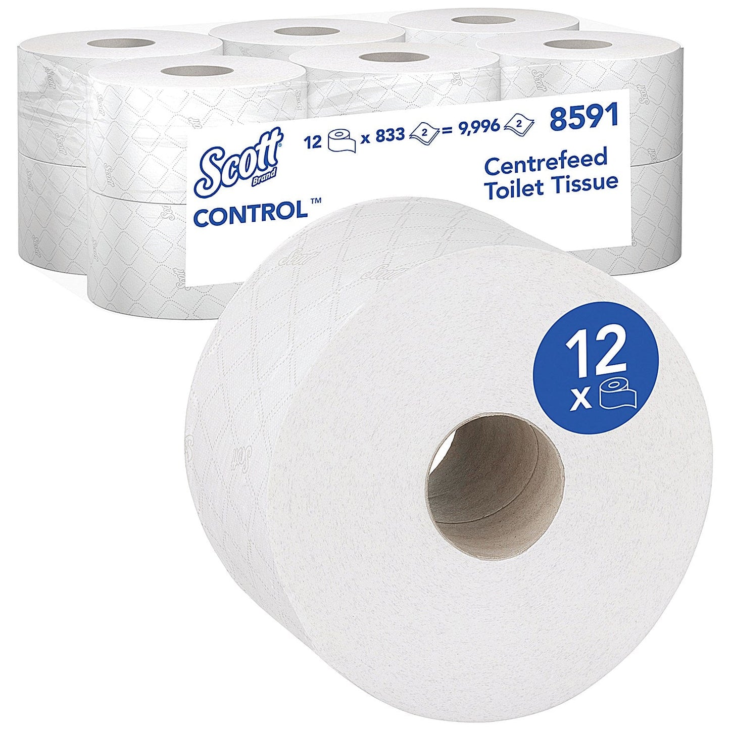 Scott Control Toilet Tissue Centrefeed Roll, 2-Ply, 833 Sheets, Pack of 12 Easy2Order : KC05288