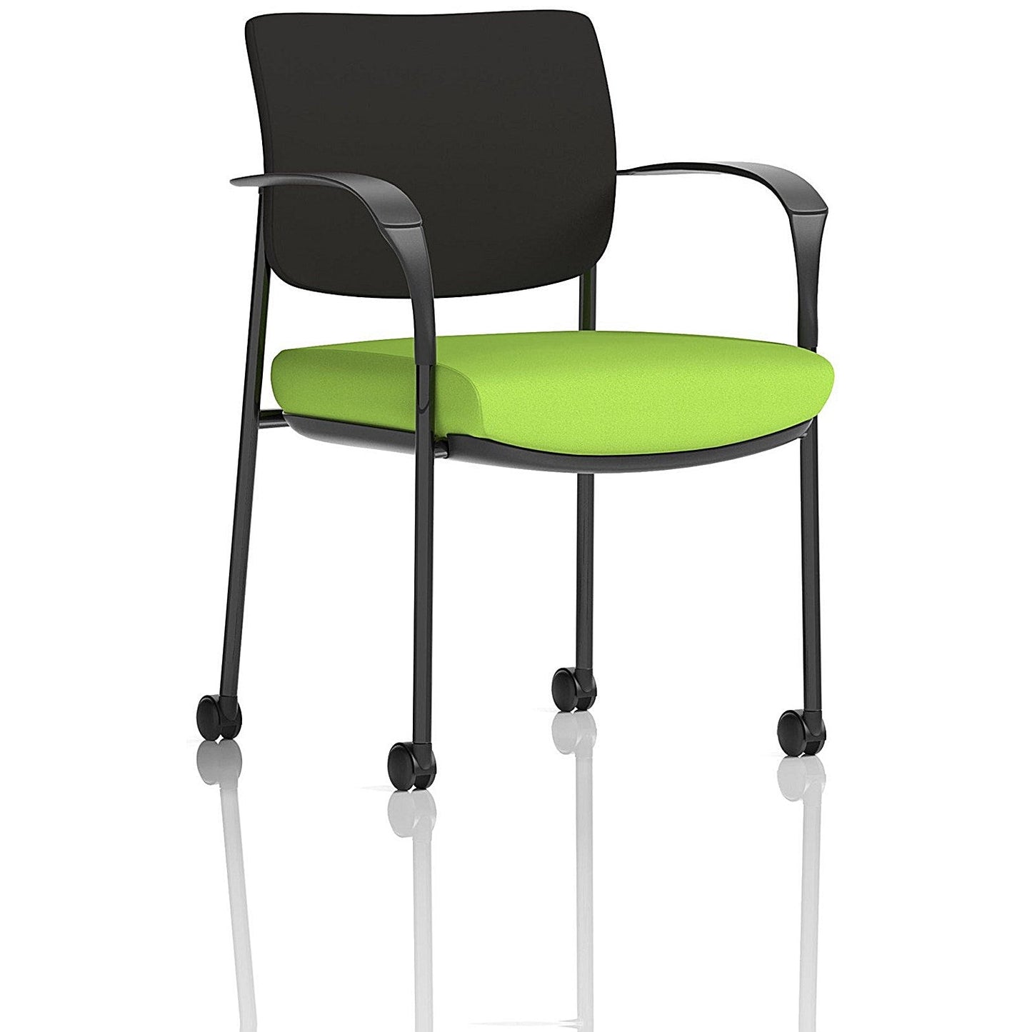 Brunswick Deluxe Visitors Chair, Black Frame, Black Back, With Arms and Castors, Myrrh Green Easy2Order : KCUP2092