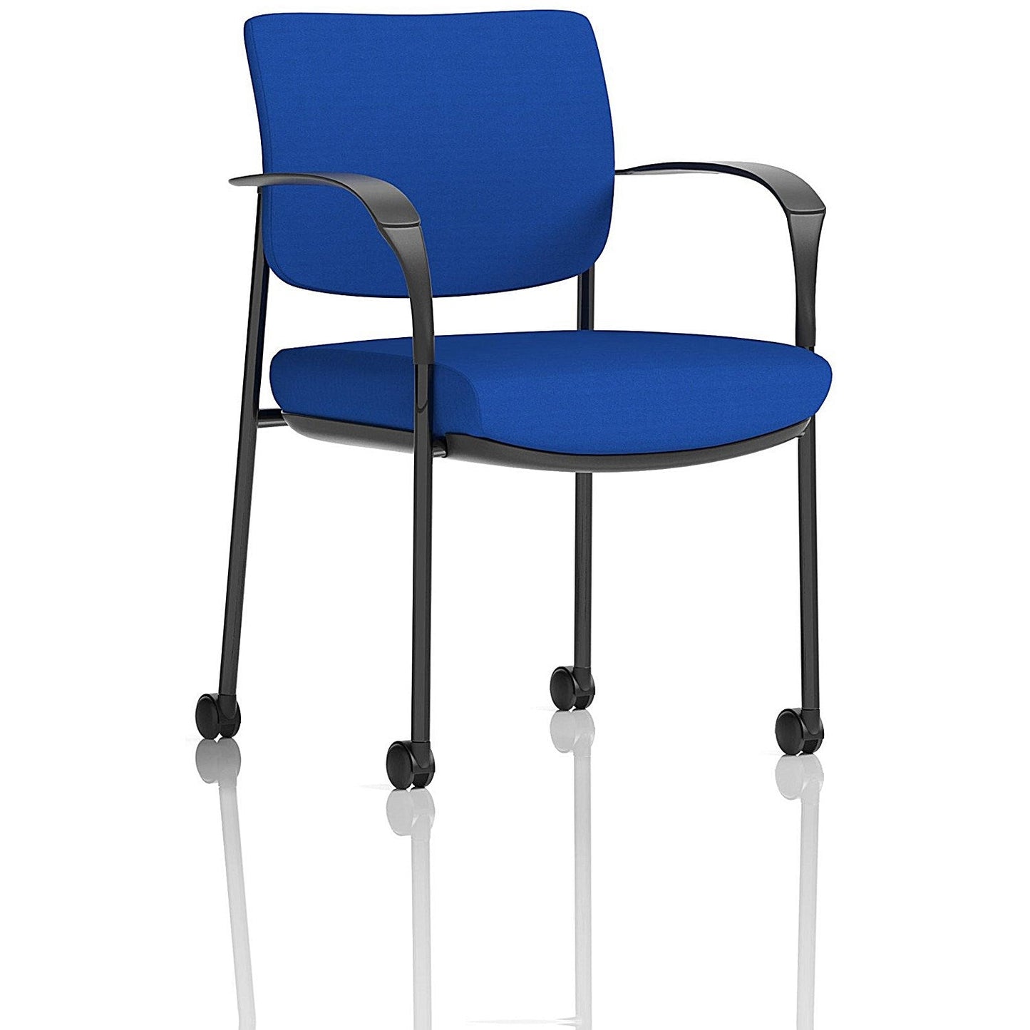 Brunswick Deluxe Visitors Chair, Black Frame, With Arms and Castors, Stevia Blue Easy2Order : KCUP2110