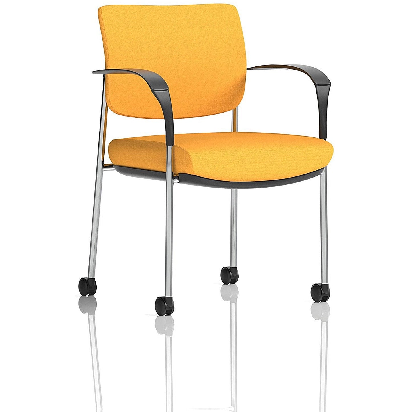 Brunswick Deluxe Visitors Chair, Chrome Frame, With Arms and Castors, Senna Yellow Easy2Order : KCUP2117