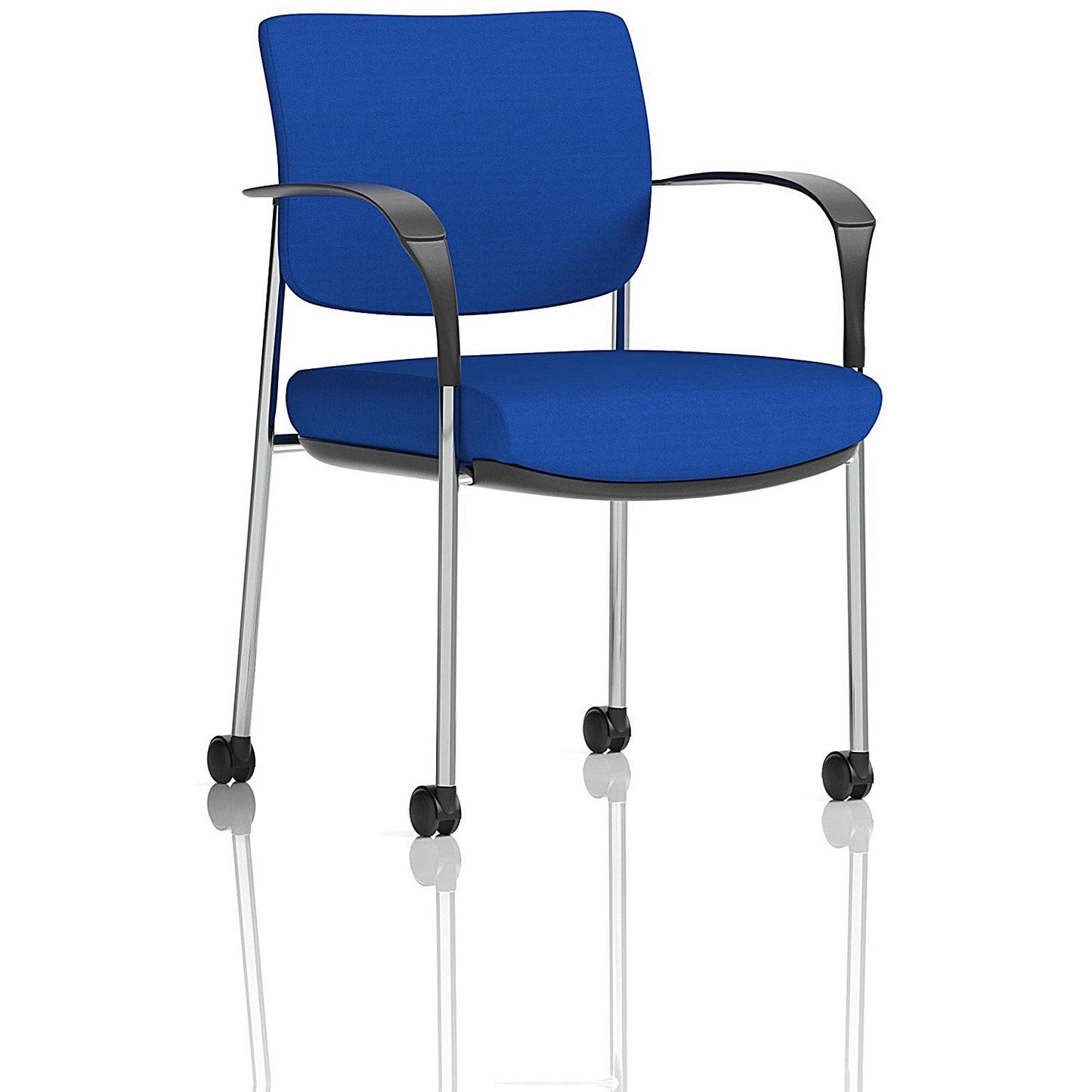Brunswick Deluxe Visitors Chair, Chrome Frame, With Arms and Castors, Stevia Blue Easy2Order : KCUP2118