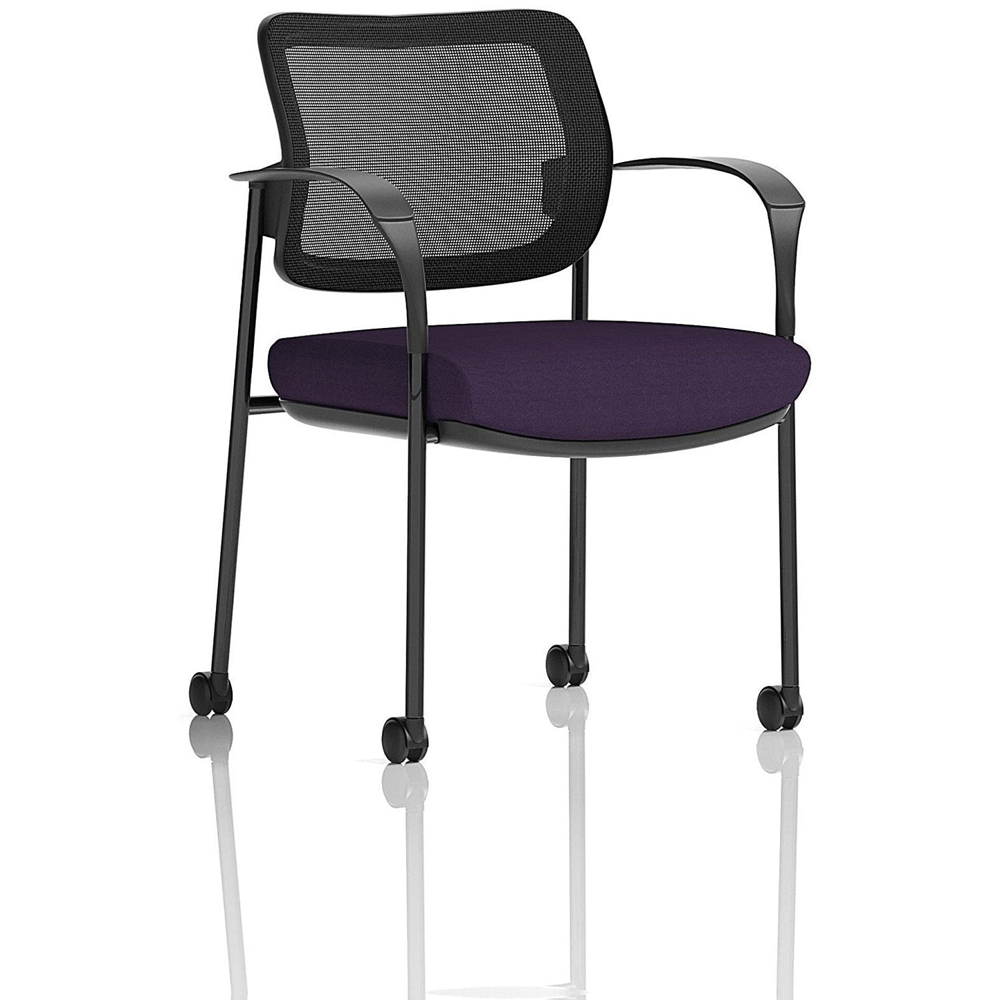 Brunswick Deluxe Visitors Chair, Black Frame, Mesh Back, With Arms and Castors, Tansy Purple Easy2Order : KCUP2128