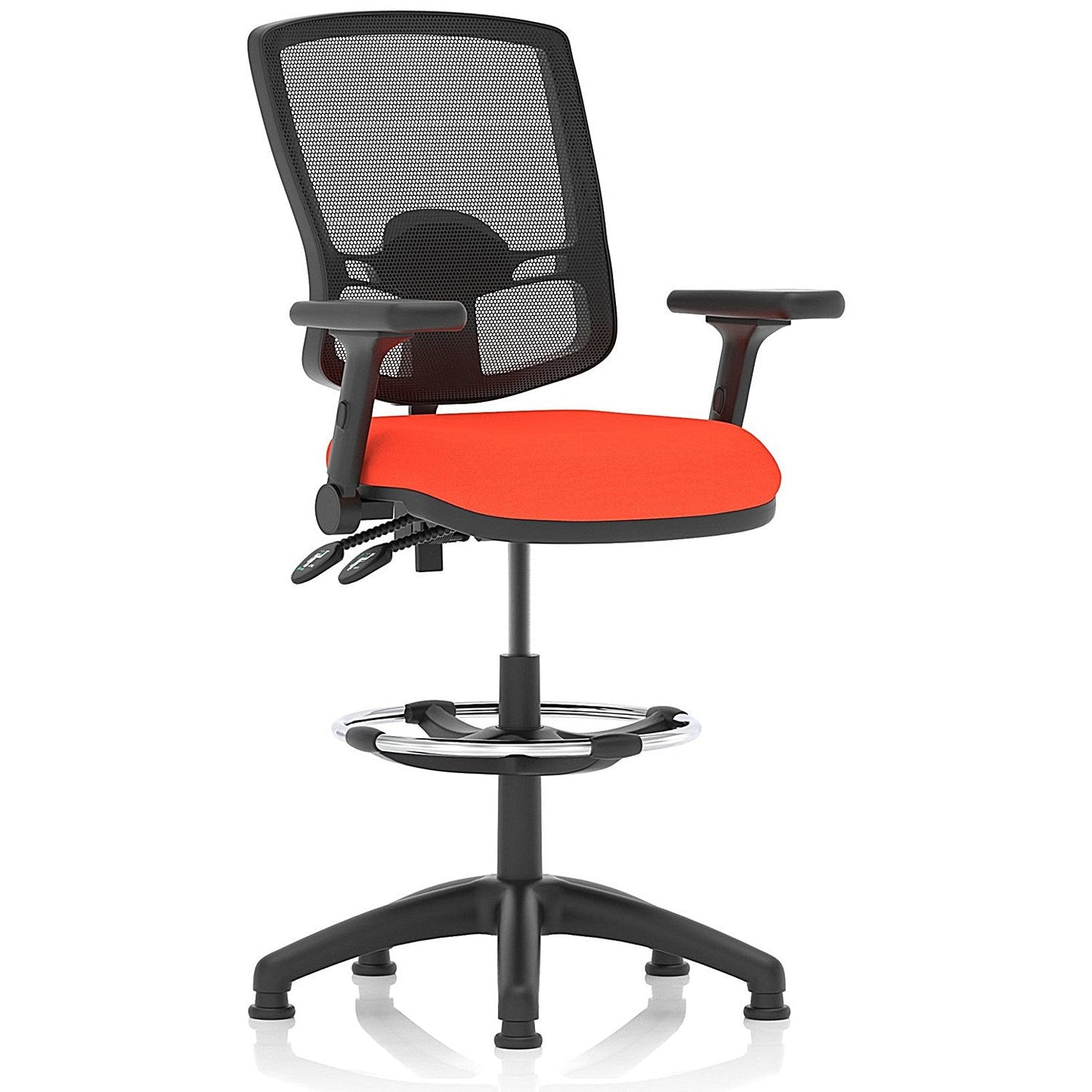 Eclipse Plus II High Rise Deluxe Mesh Back Operator Chair, Tabasco Orange, Folding Arms Easy2Order : KCUP2295