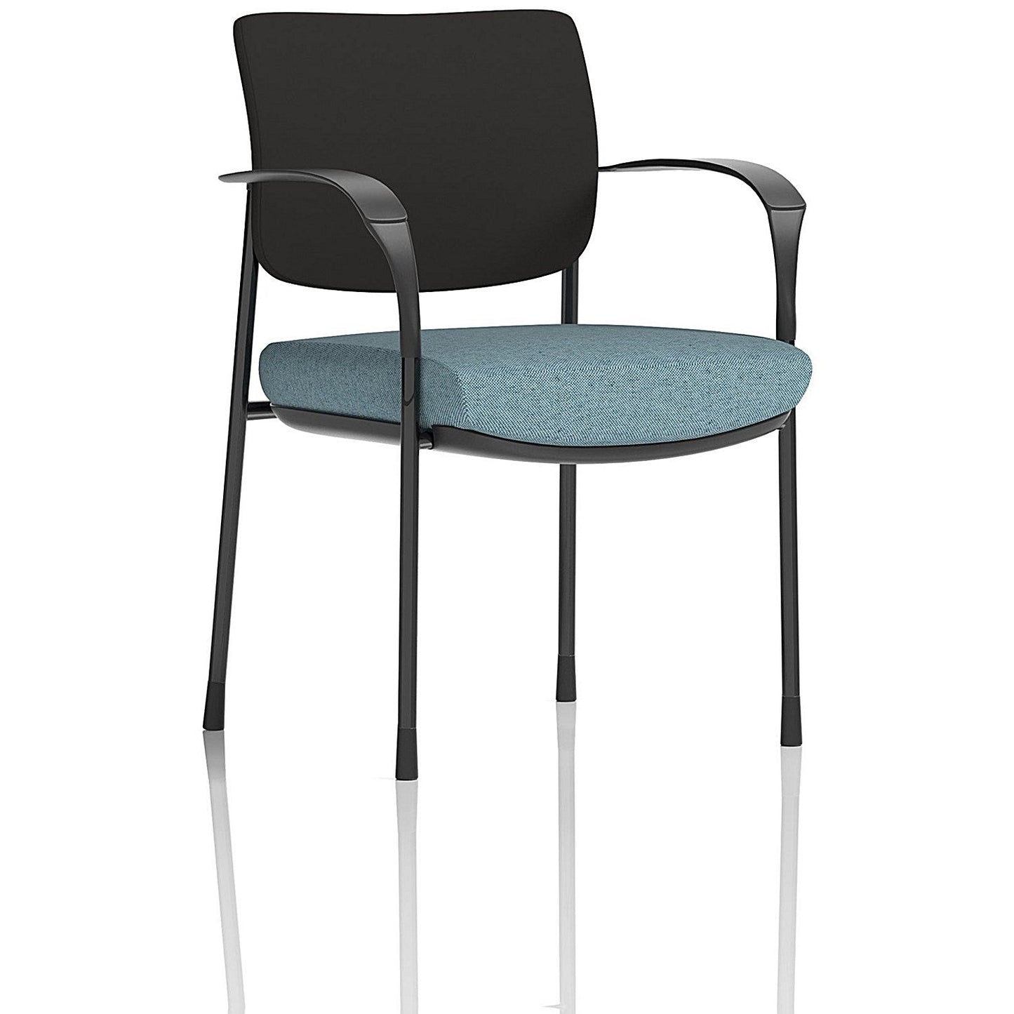 Brunswick Deluxe Black Frame Black Back Visitor Chair, With Arms, Rivet Quench Easy2Order : KCUP2455