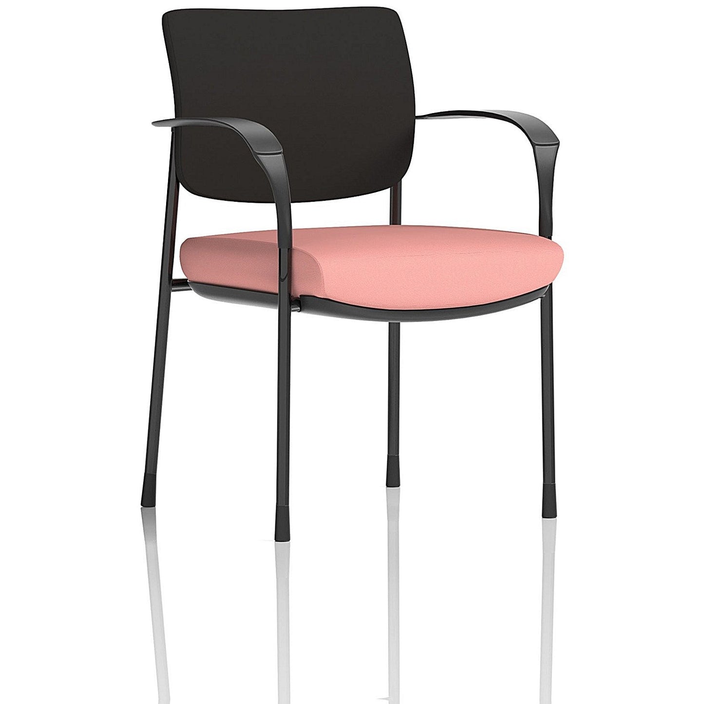 Brunswick Deluxe Black Frame Black Back Visitor Chair, With Arms, Quest Shrimp Easy2Order : KCUP2463