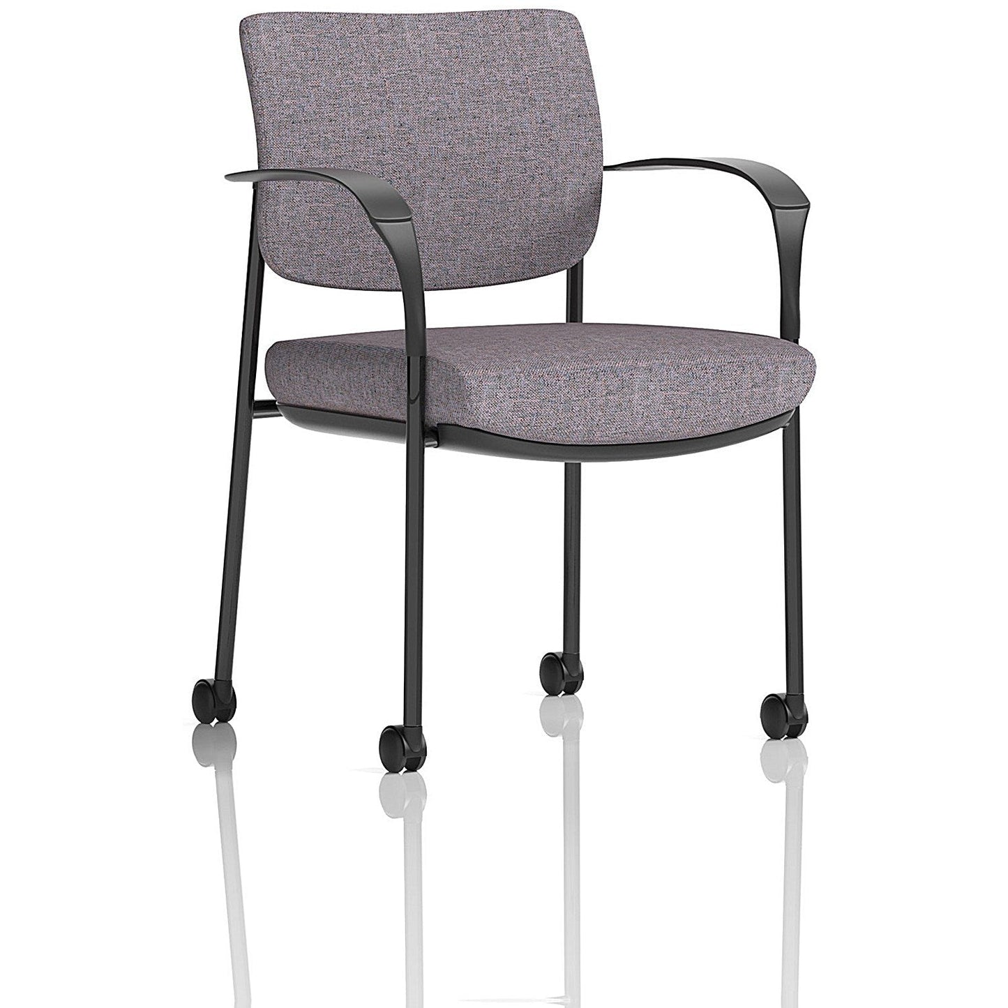 Brunswick Deluxe Black Frame Visitor Chair, With Arms and Castors, Rivet Fuse Easy2Order : KCUP2478