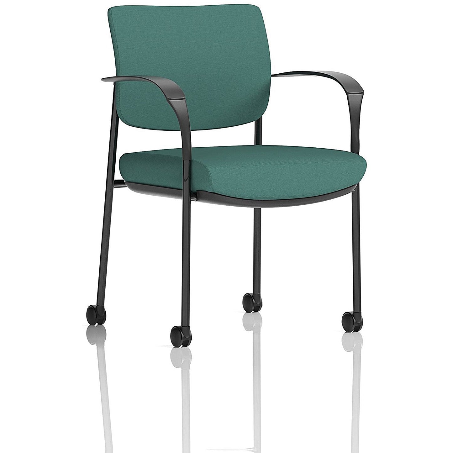 Brunswick Deluxe Black Frame Visitor Chair, With Arms and Castors, Quest Kelp Easy2Order : KCUP2482