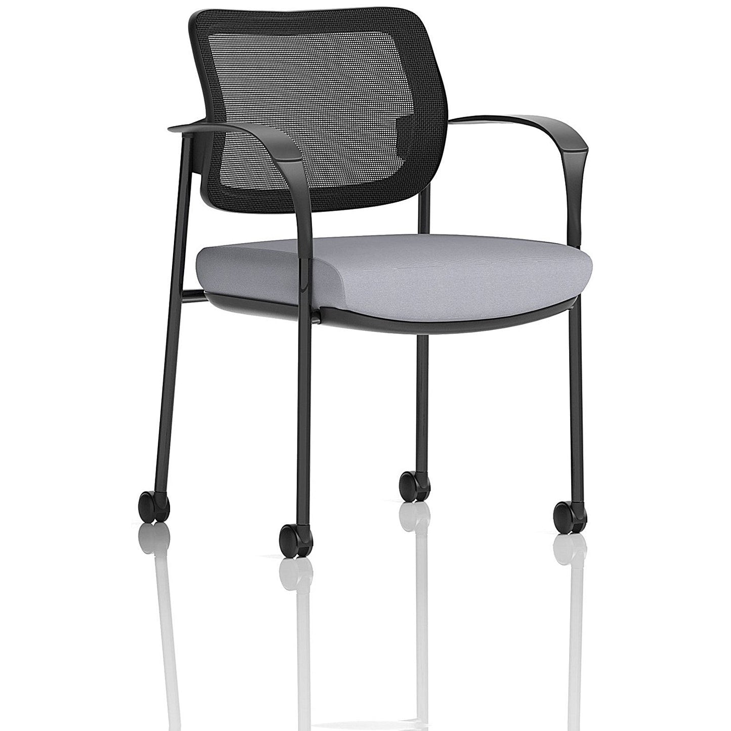 Brunswick Deluxe Black Frame Mesh Back Visitor Chair, With Arms and Castors, Quest Shell Easy2Order : KCUP2510