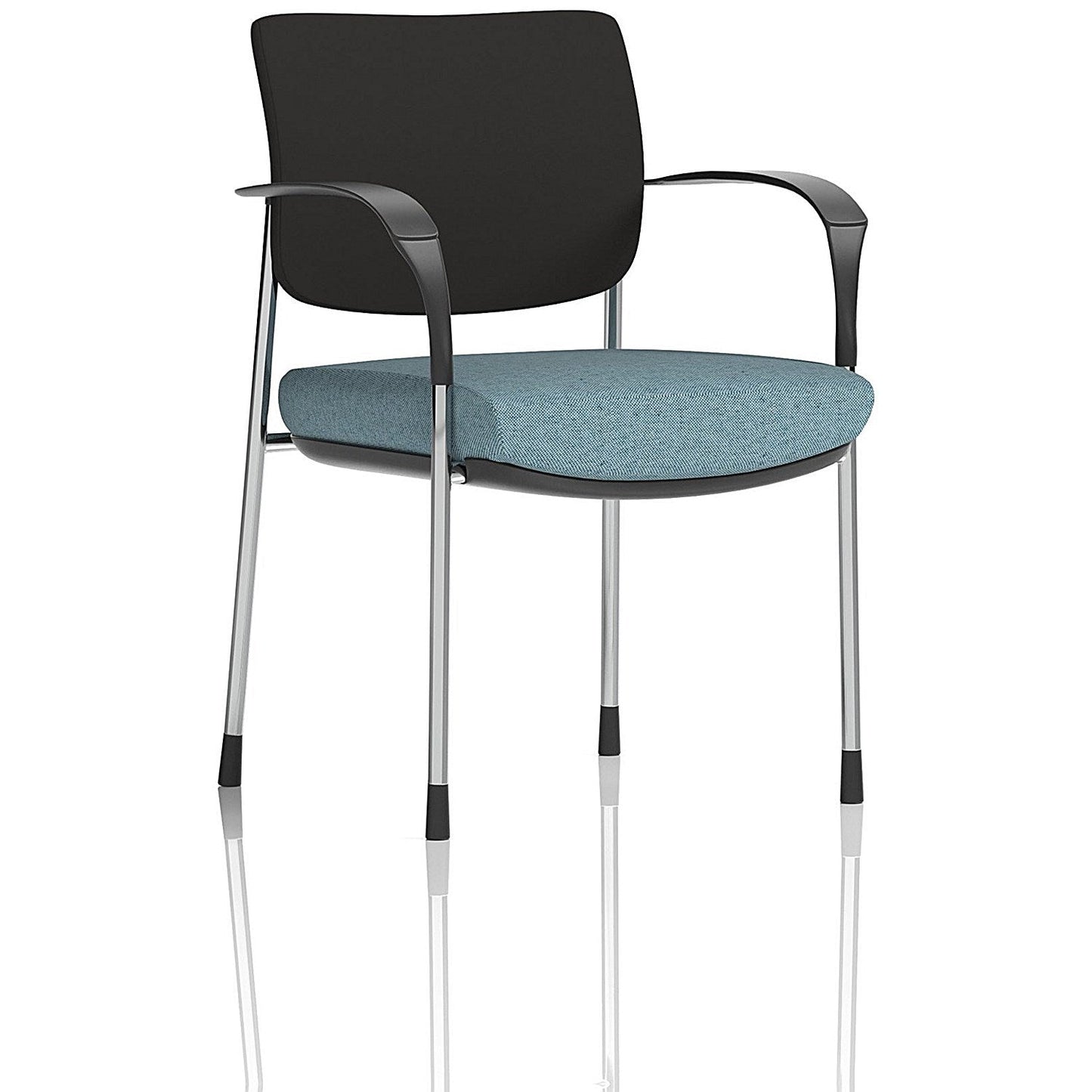 Brunswick Deluxe Chrome Frame Black Back Visitor Chair, With Arms, Rivet Quench Easy2Order : KCUP2527