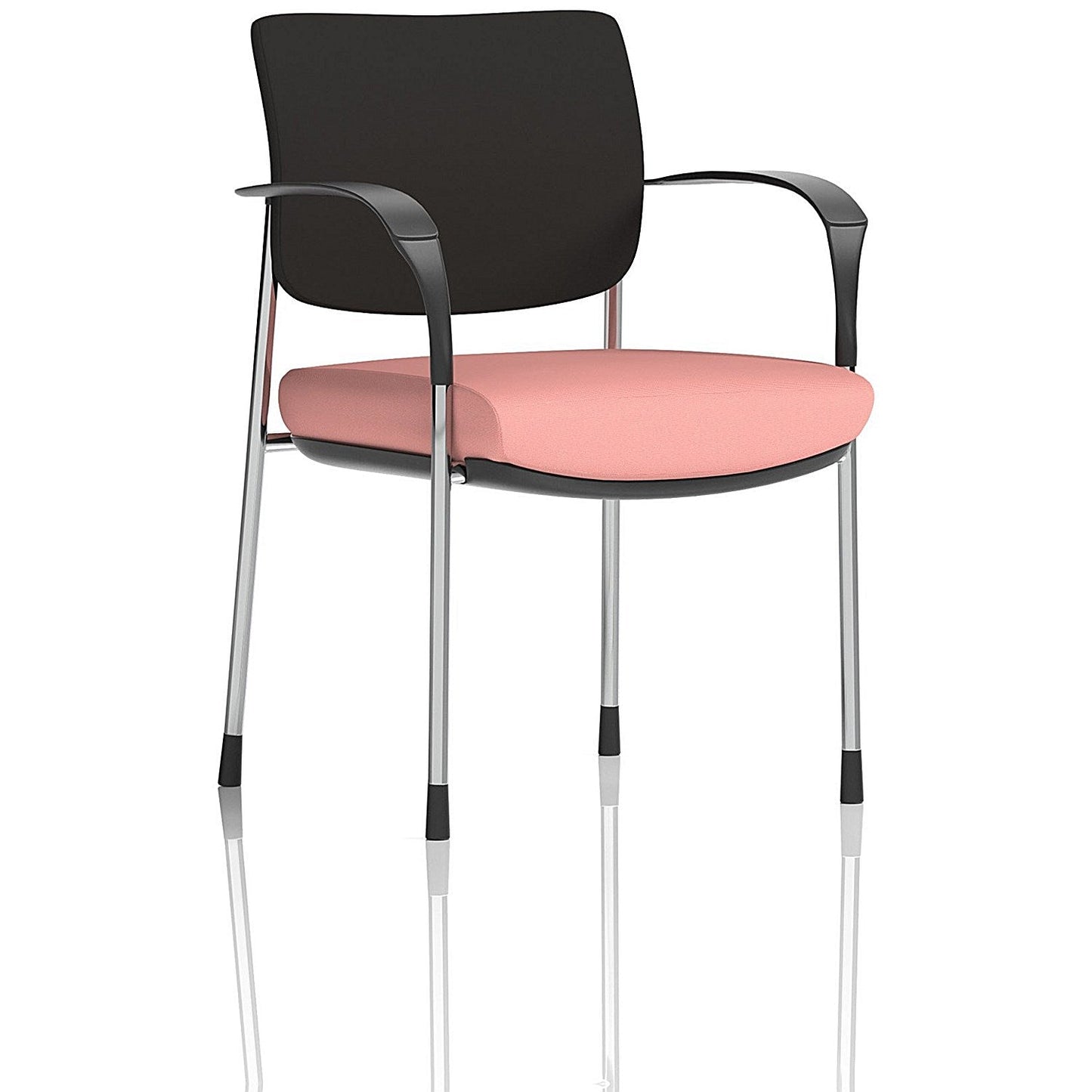 Brunswick Deluxe Chrome Frame Black Back Visitor Chair, With Arms, Quest Shrimp Easy2Order : KCUP2535