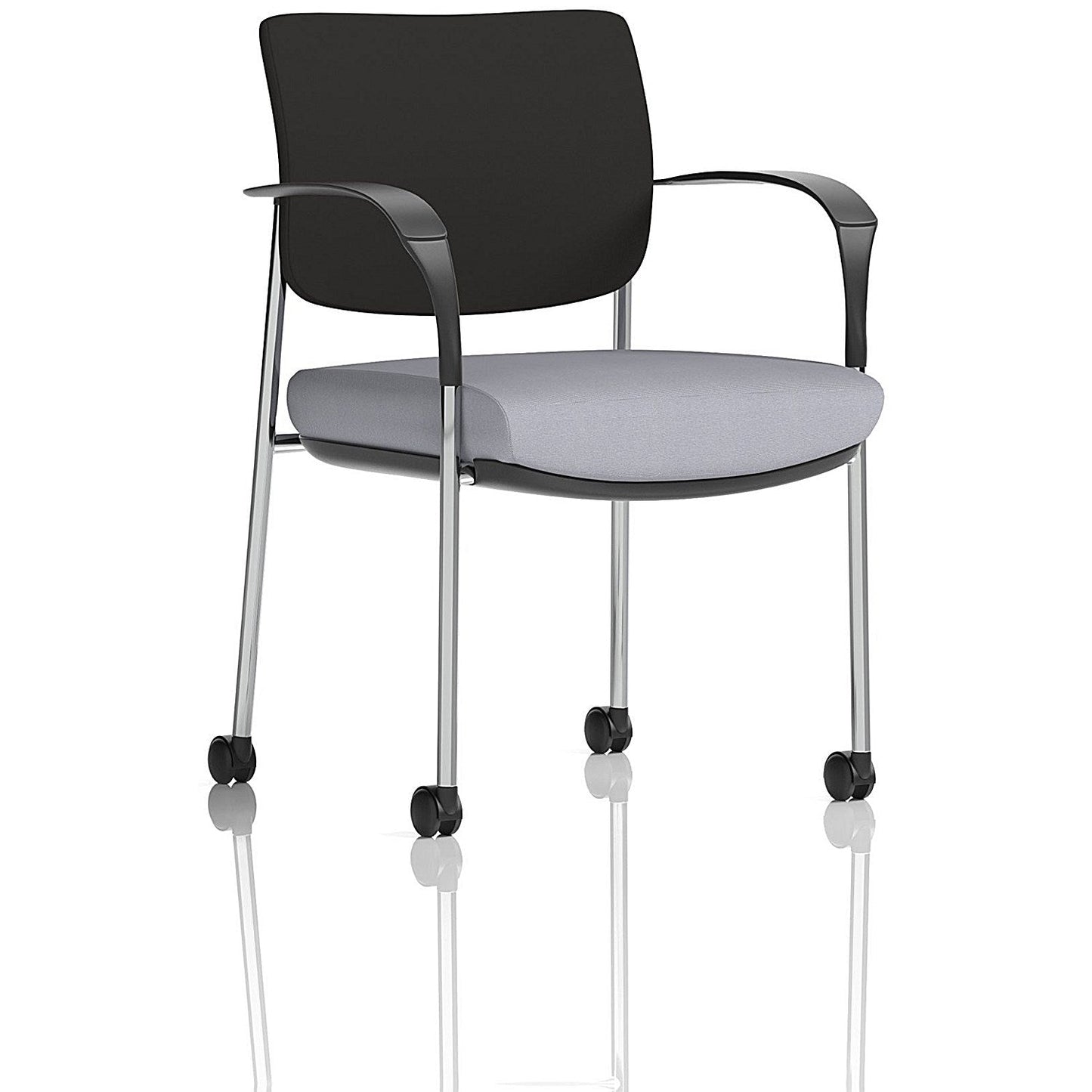 Brunswick Deluxe Chrome Frame Black Back Visitor Chair, With Arms and Castors, Quest Shell Easy2Order : KCUP2570