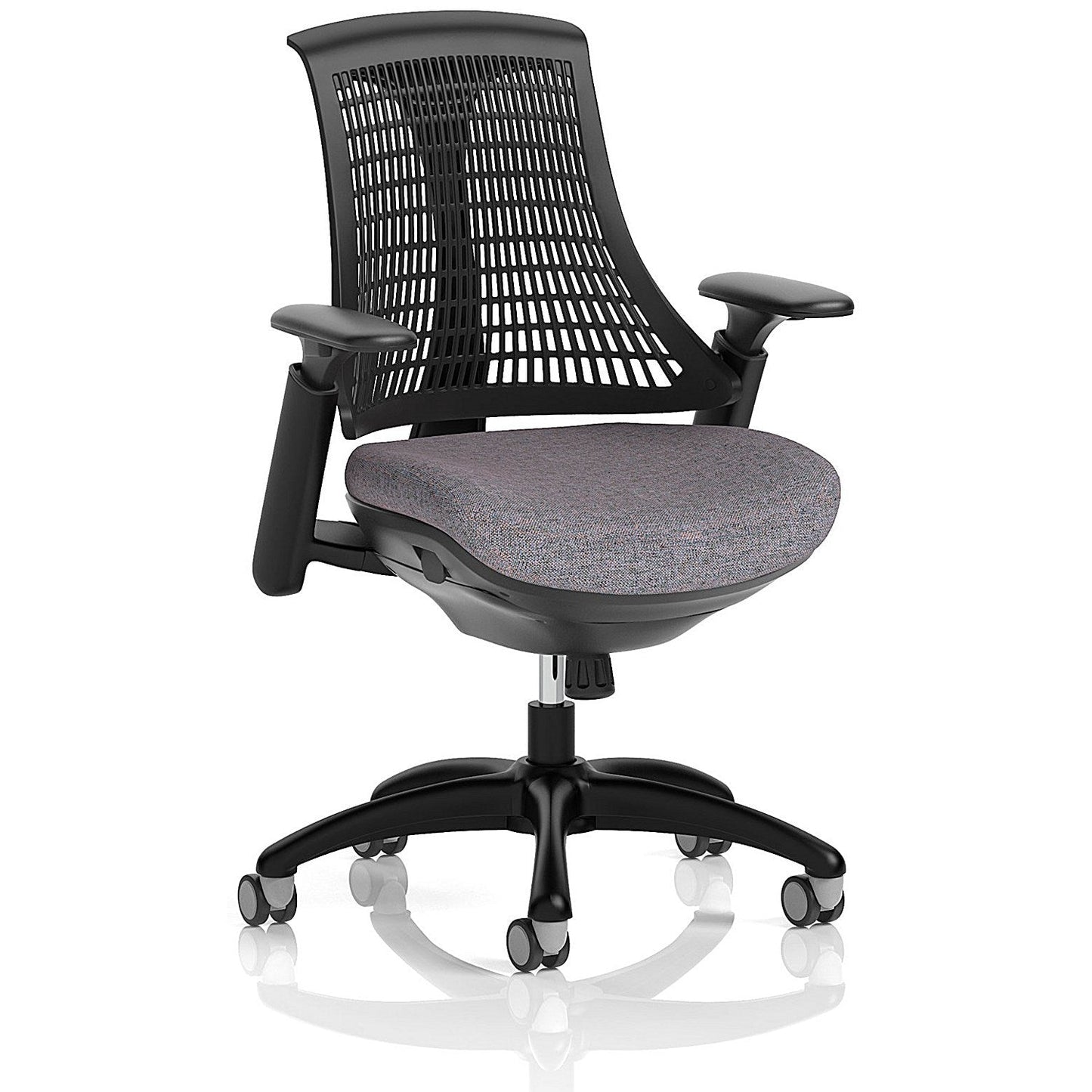 Flex Task Black Frame Black Back Operator Chair, Height Adjustable Arms, Rivet Fuse Easy2Order : KCUP3762