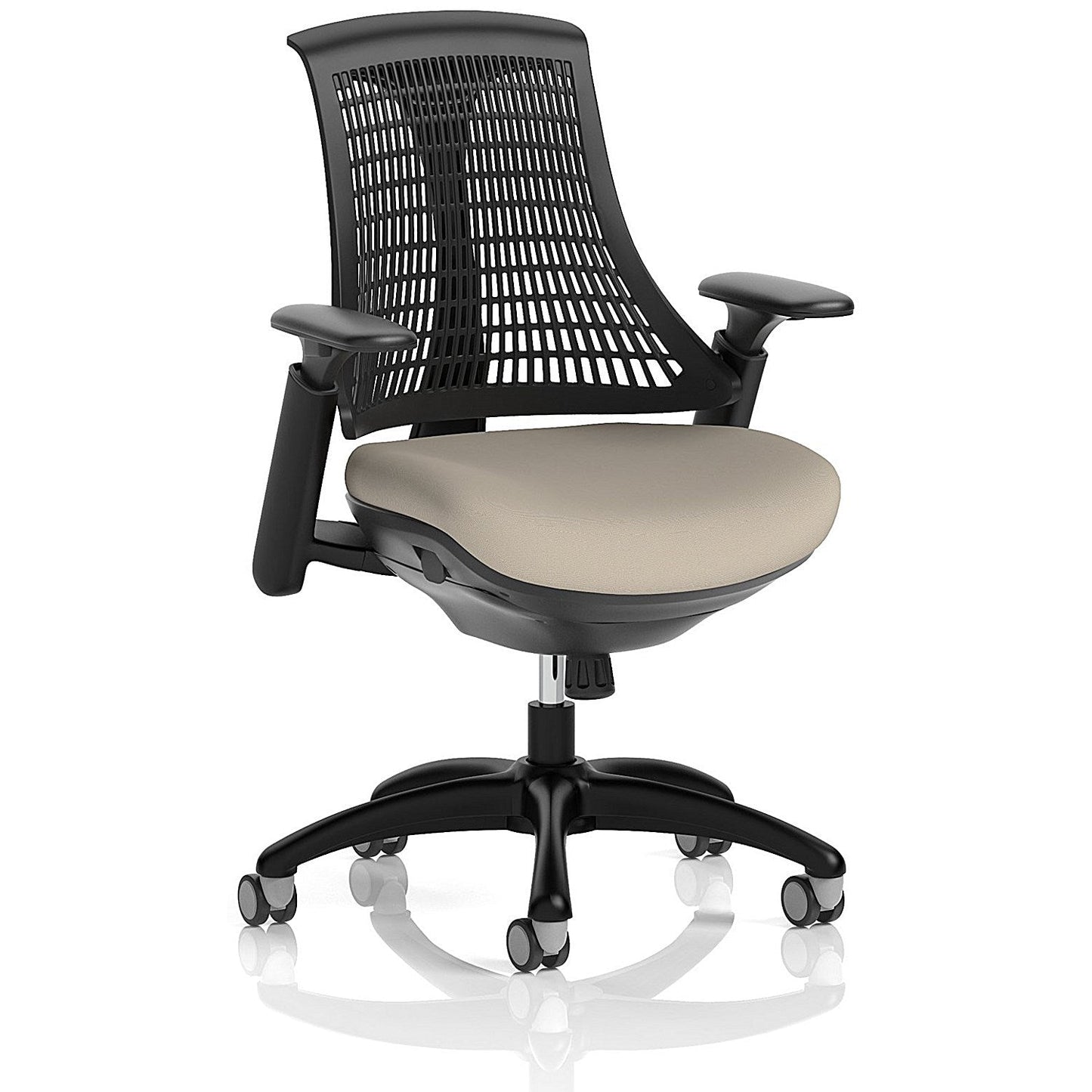 Flex Task Black Frame Black Back Operator Chair, Height Adjustable Arms, Quest Salt Easy2Order : KCUP3769
