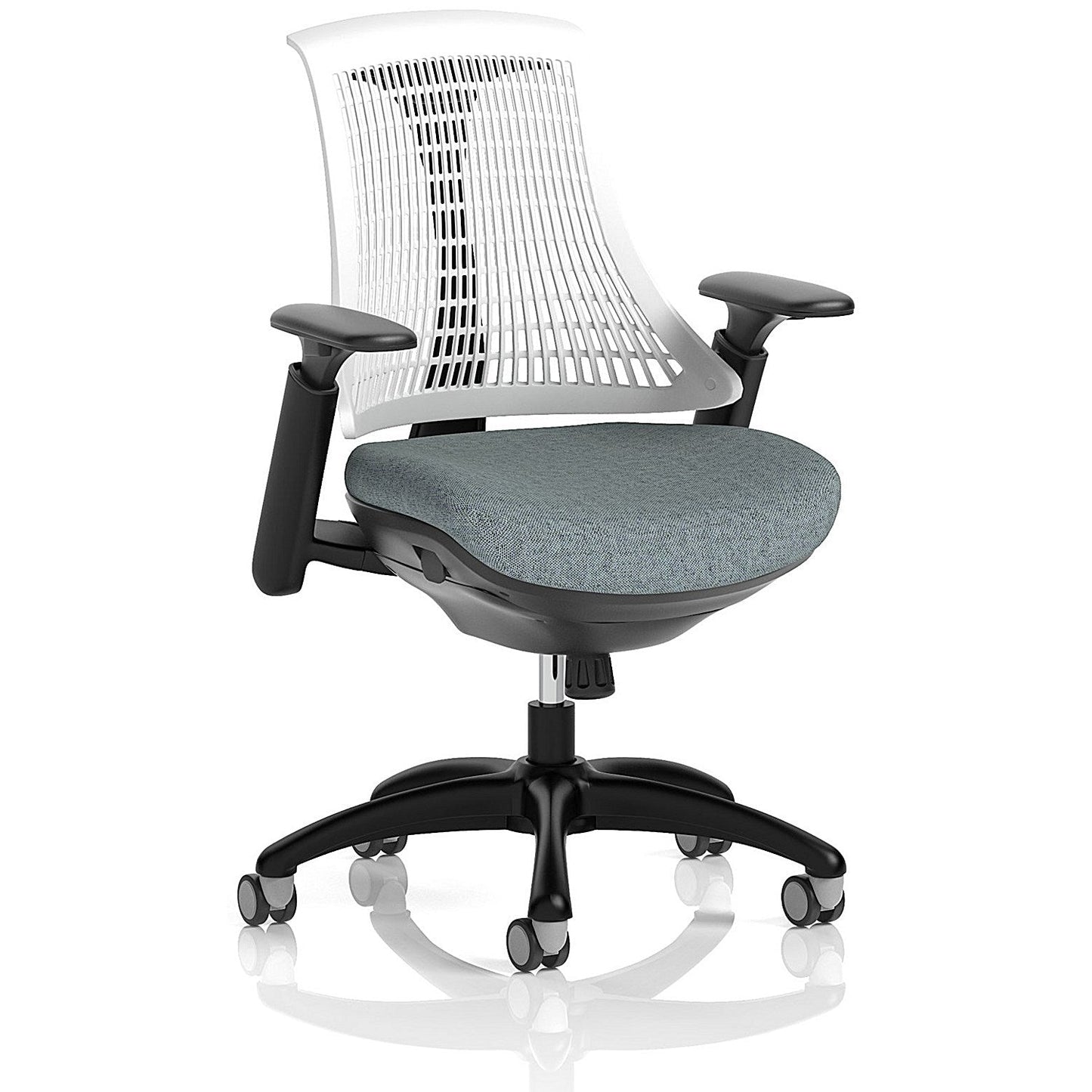 Flex Task Black Frame White Back Operator Chair, Height Adjustable Arms, Rivet Tensile Easy2Order : KCUP3776