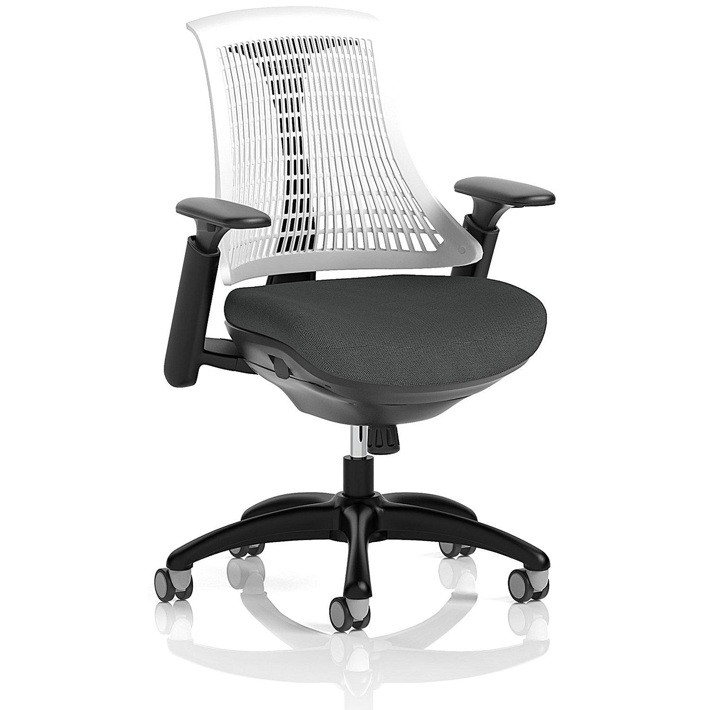 Flex Task Black Frame White Back Operator Chair, Height Adjustable Arms, Quest Mussel Easy2Order : KCUP3780