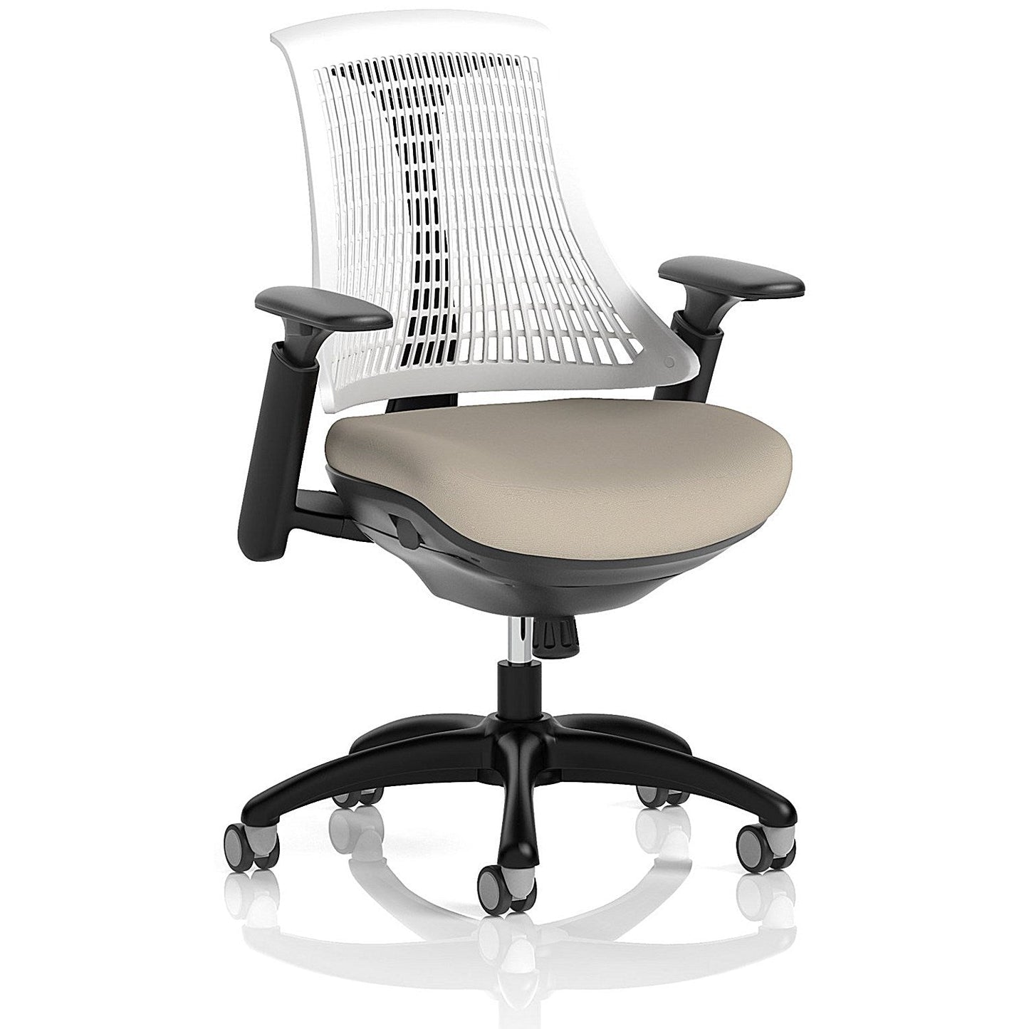 Flex Task Black Frame White Back Operator Chair, Height Adjustable Arms, Quest Salt Easy2Order : KCUP3781
