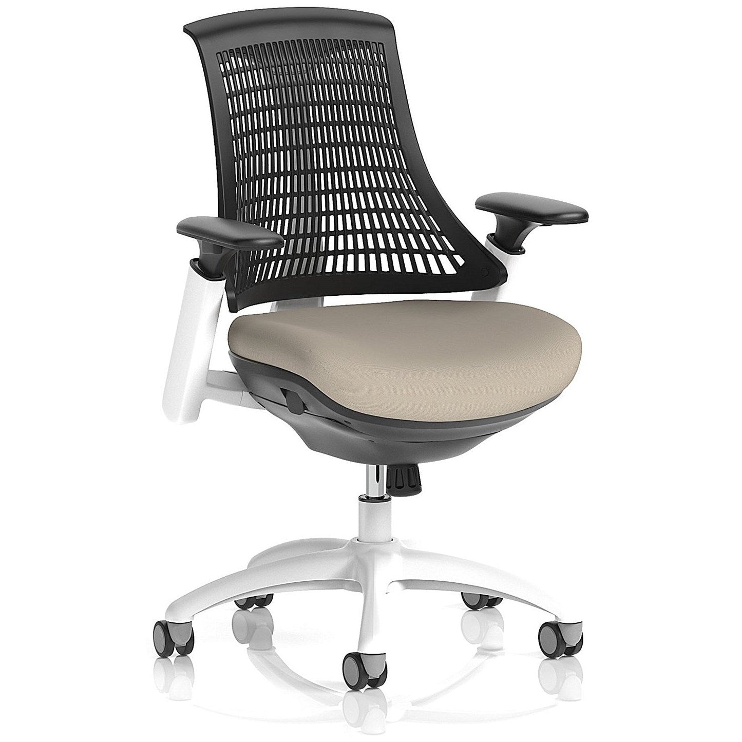 Flex Task White Frame Black Back Operator Chair, Height Adjustable Arms, Quest Salt Easy2Order : KCUP3793
