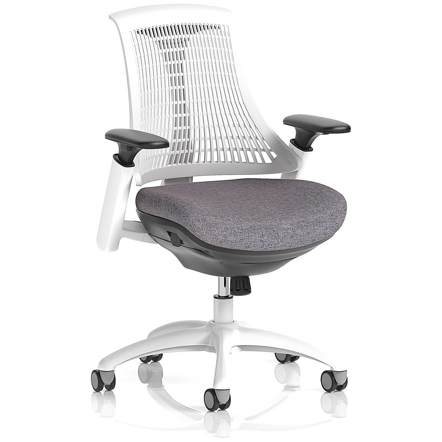 Flex Task White Frame White Back Operator Chair, Height Adjustable Arms, Rivet Fuse Easy2Order : KCUP3798