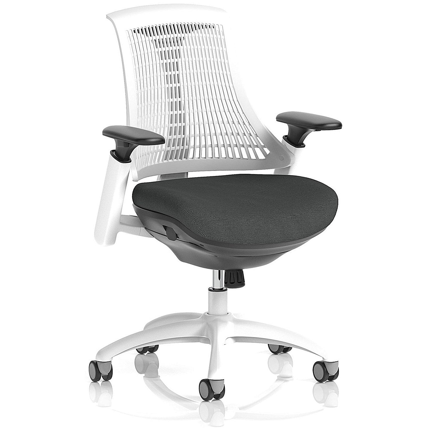 Flex Task White Frame White Back Operator Chair, Height Adjustable Arms, Quest Mussel Easy2Order : KCUP3804