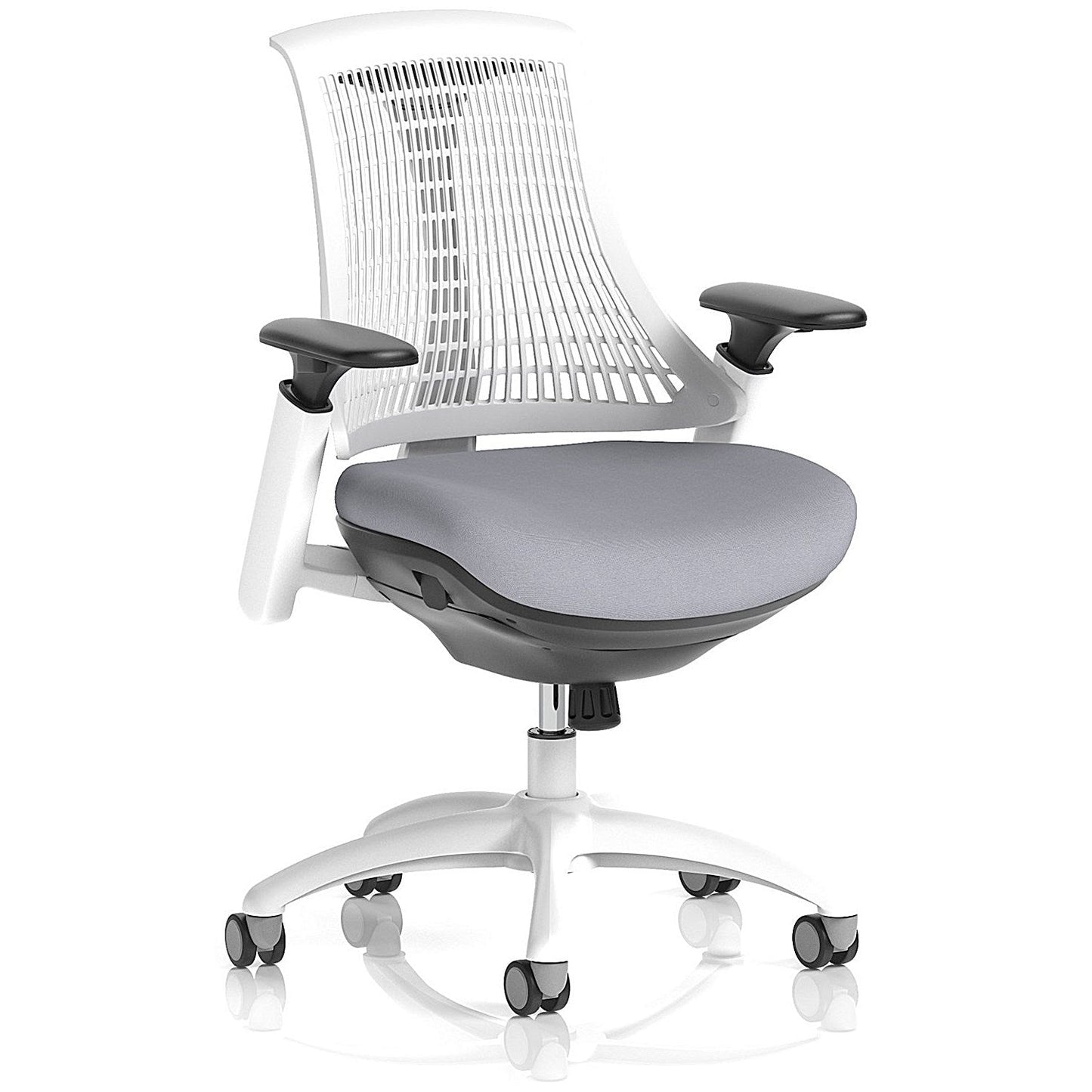 Flex Task White Frame White Back Operator Chair, Height Adjustable Arms, Quest Shell Easy2Order : KCUP3806