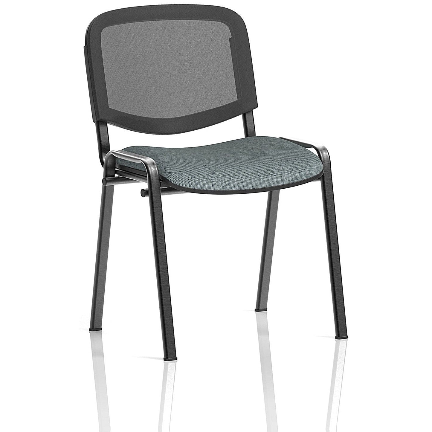 ISO Black Frame Mesh Back Stacking Chair, Rivet Tensile, Pack of 4 Easy2Order : KCUP3908