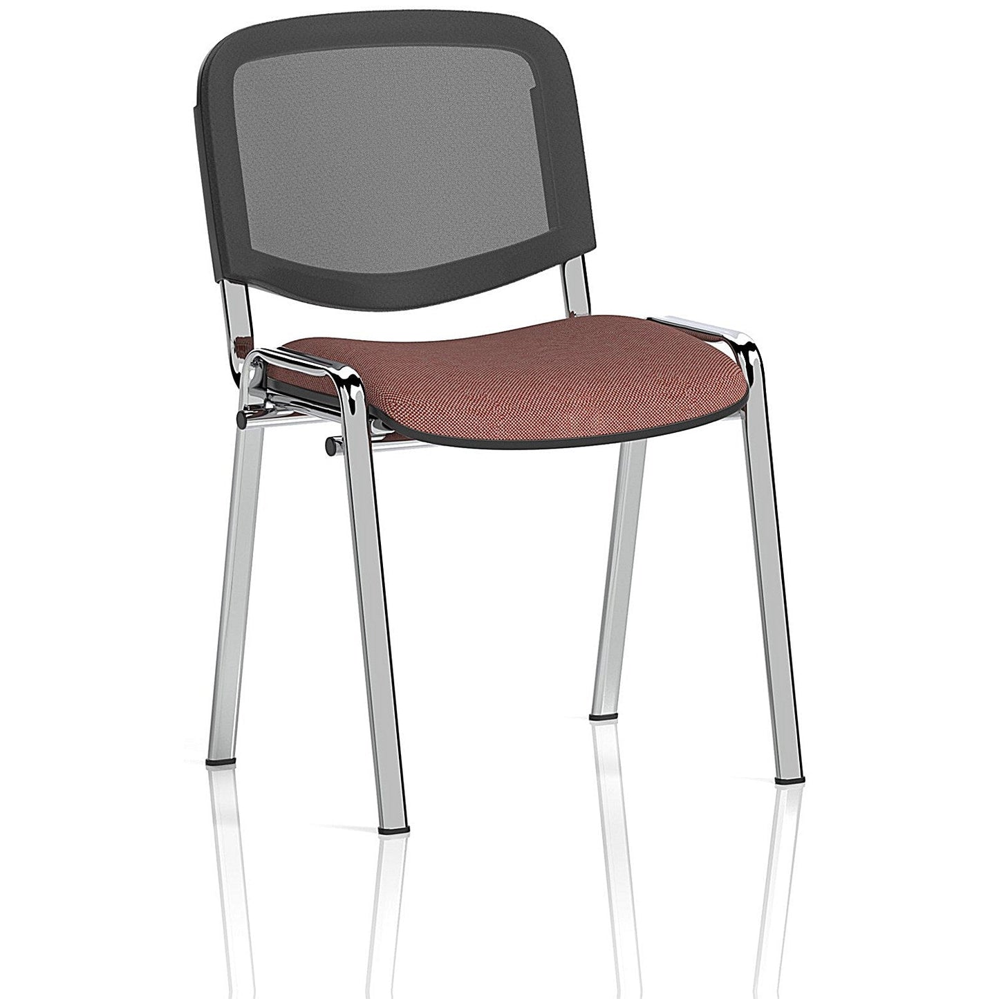 ISO Chrome Frame Mesh Back Stacking Chair, Rivet Forge, Pack of 4 Easy2Order : KCUP3929