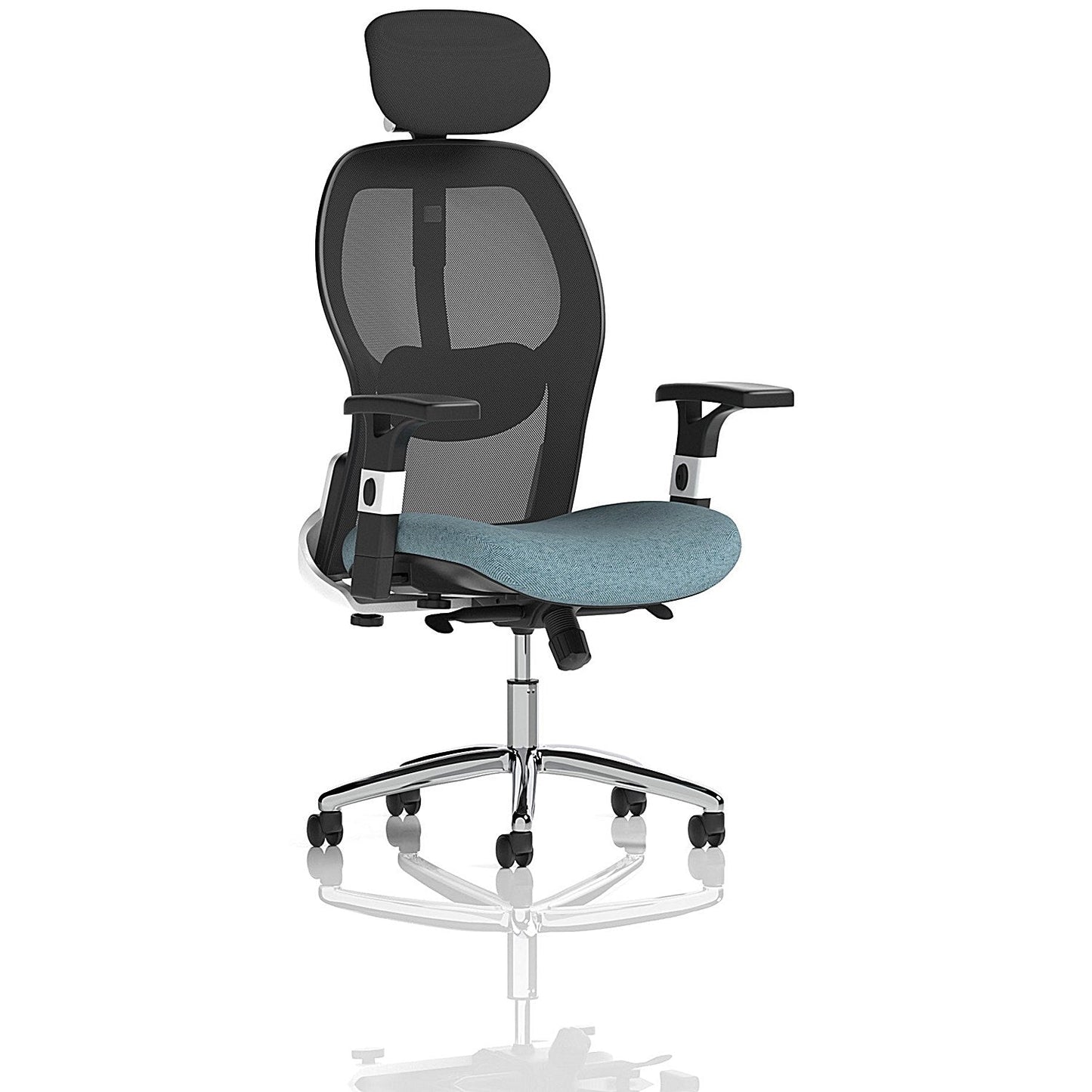 Sanderson II Mesh Back Chair With Headrest, Height Adjustable Arms, Rivet Quench Easy2Order : KCUP4219