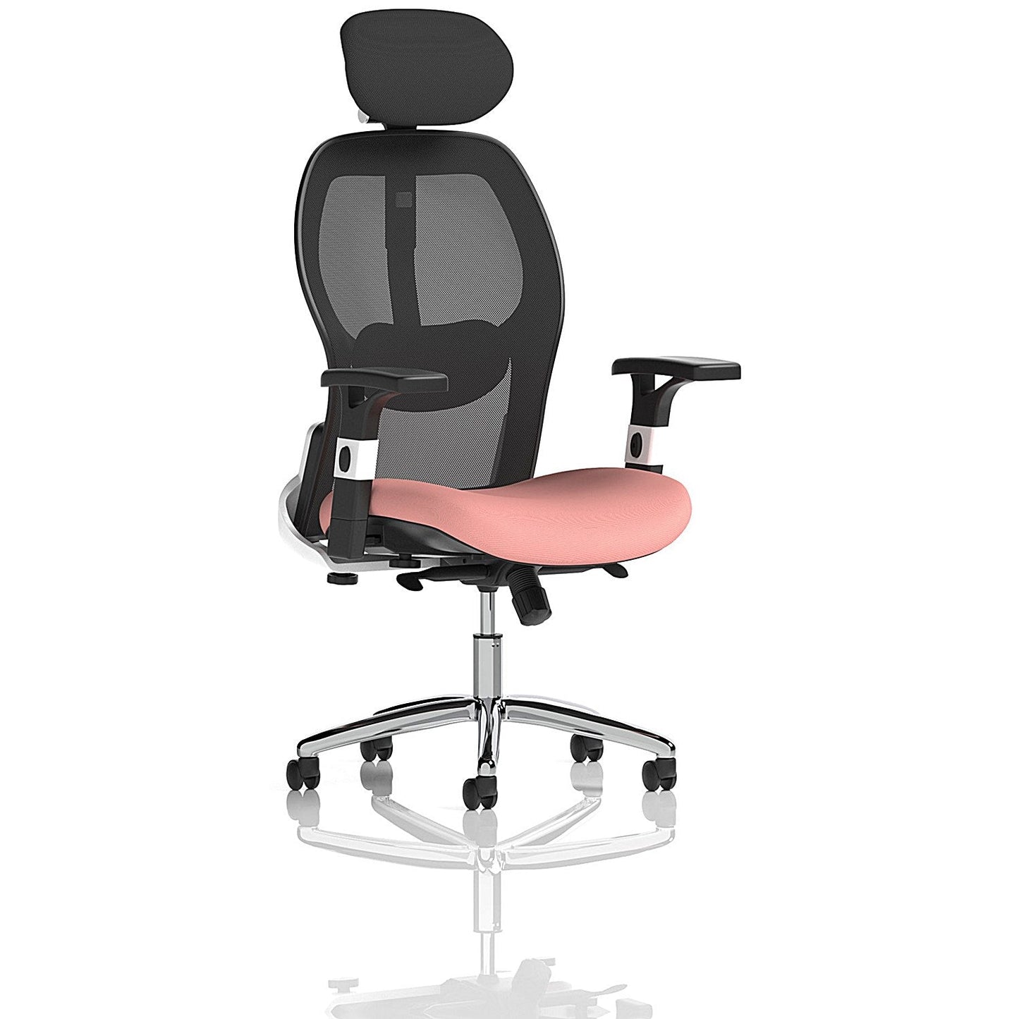Sanderson II Mesh Back Chair With Headrest, Height Adjustable Arms, Quest Shrimp Easy2Order : KCUP4227