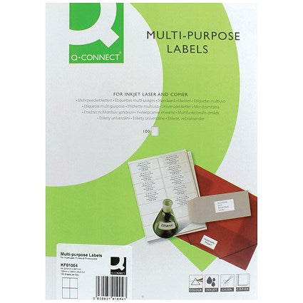 Q-Connect Multi-Purpose Labels, 4 Per Sheet, 105x148mm, White, 400 Labels