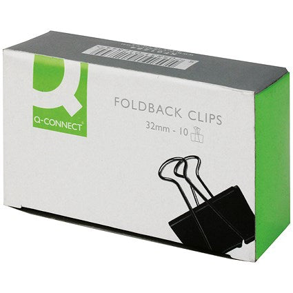Q-Connect Foldback Clip 32mm Black (Pack of 10)