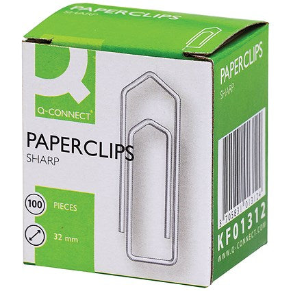 Q-Connect Paperclips No Tear 32mm 100 Per Box (Pack of 10)
