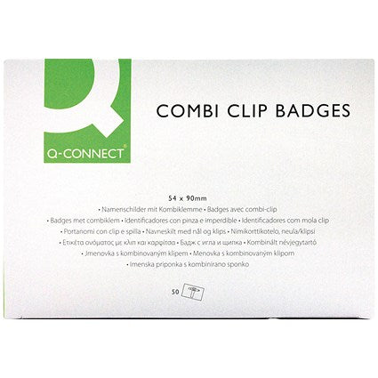 Q-Connect Combination Badge, 90x54mm, Pack 50