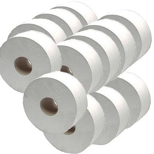 2Work Mini Jumbo Toilet Roll, 2-Ply, 200 Metres, Pack of 12 Easy2Order : KF03811