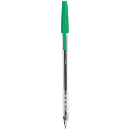 Q-Connect Ballpoint Pen, Green, Pack of 20