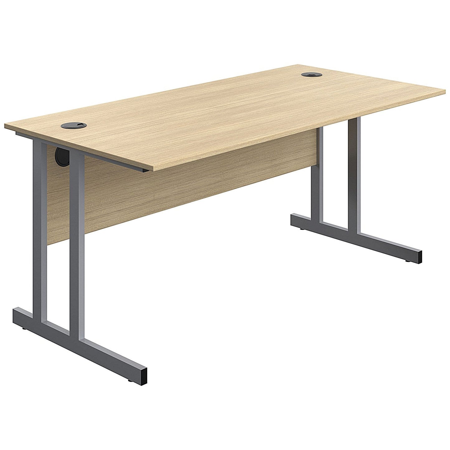 Serrion 1600mm Rectangular Desk, Silver Double Cantilever Legs, Oak Easy2Order : KF800254